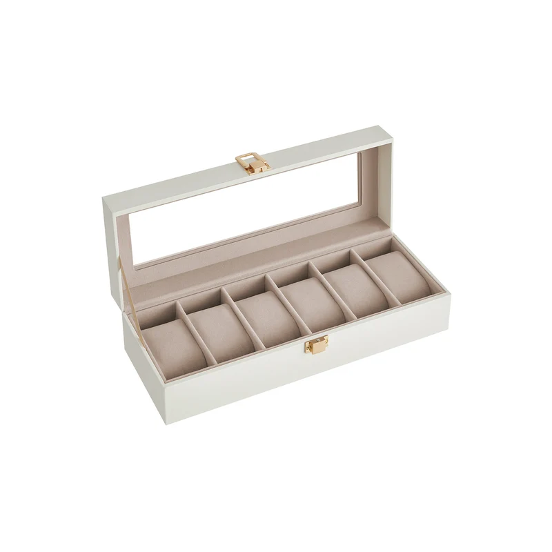 Uhrenbox mit Glasdeckel und Metallverschluss