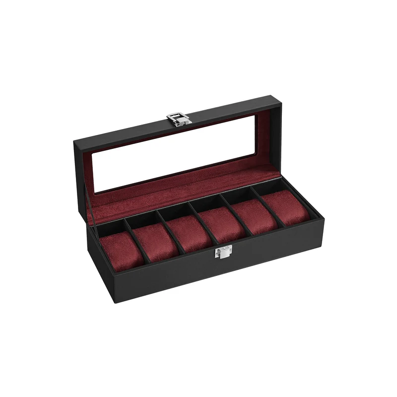 Uhrenbox mit Glasdeckel und Metallverschluss