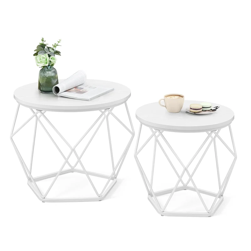 Couchtisch rund mit abnehmbarer Platte 2er Set