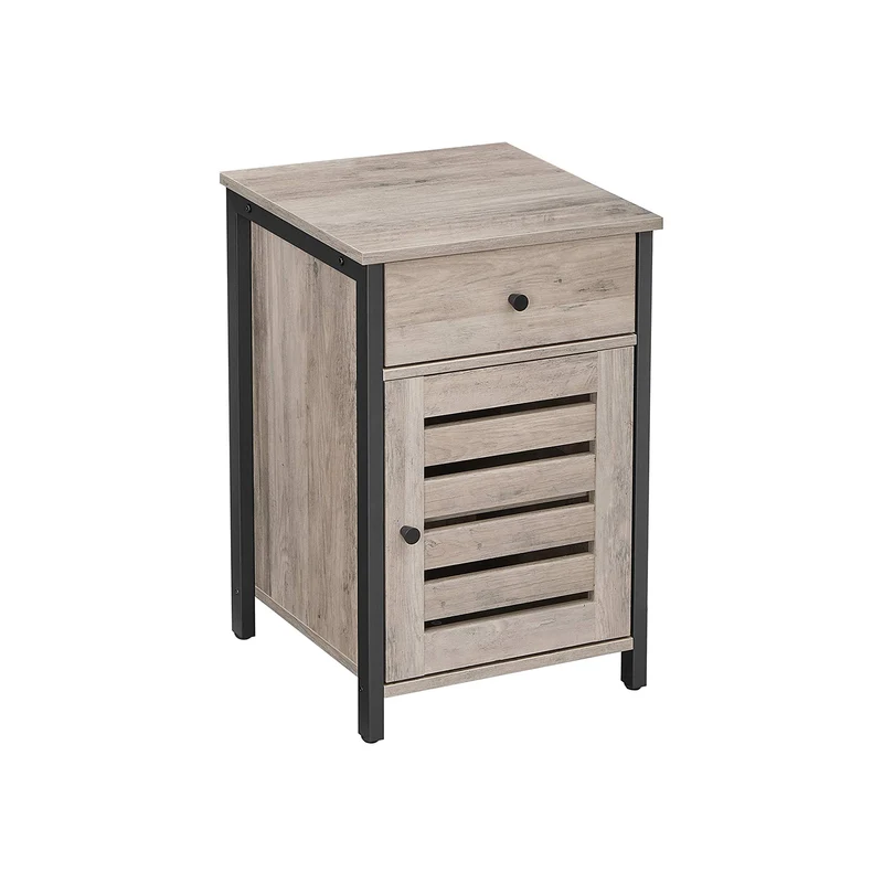Nachtschrank mit Schublade und Lamellentür