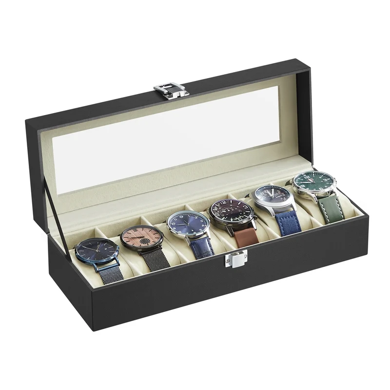 Uhrenbox mit Glasdeckel und Schloss