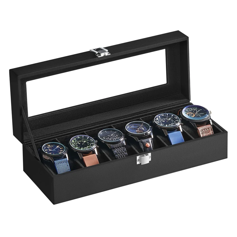 Uhrenbox mit Glasdeckel und Schloss