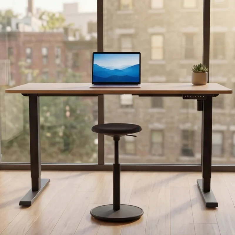 Höhenverstellbarer Schreibtisch KANTOR 120cm Eiche Metall