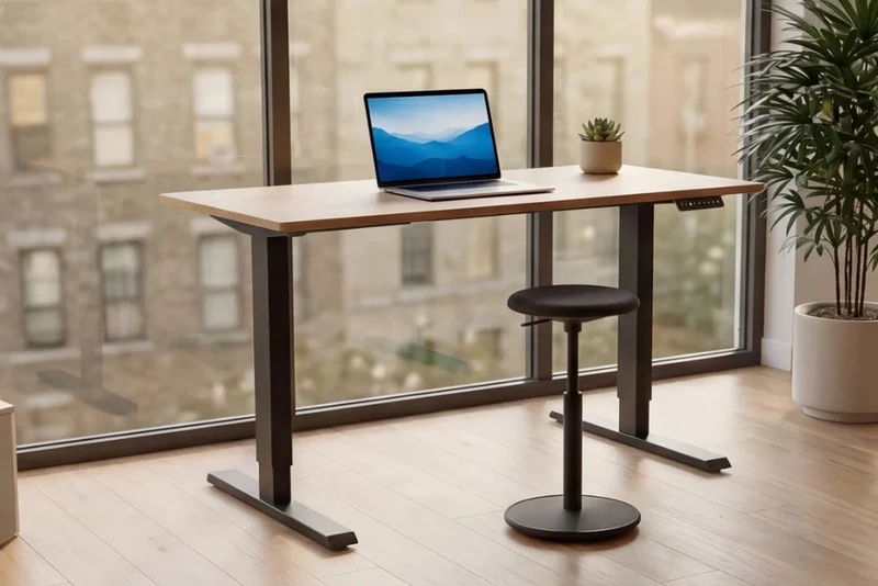 Höhenverstellbarer Schreibtisch KANTOR 160cm Eiche Metall