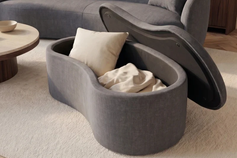 Design Polsterbank ARCO 120cm graphit-grau Samt Sitzbank Stauraum