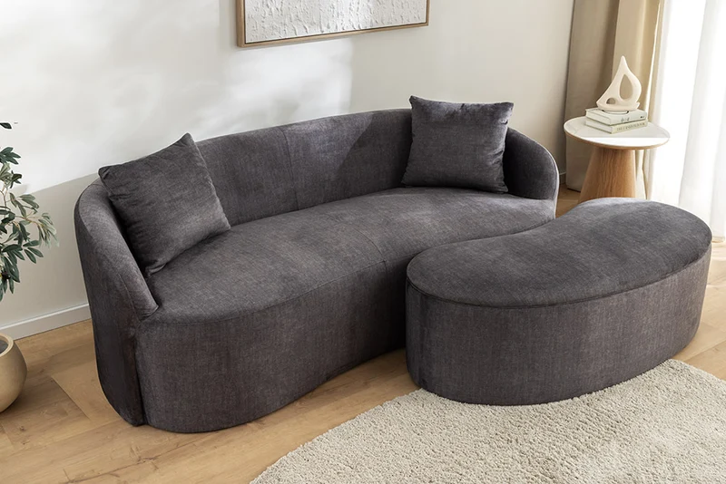 Design Sofa ARCO grau 2-Sitzer Couch Samt 180 cm Federkern