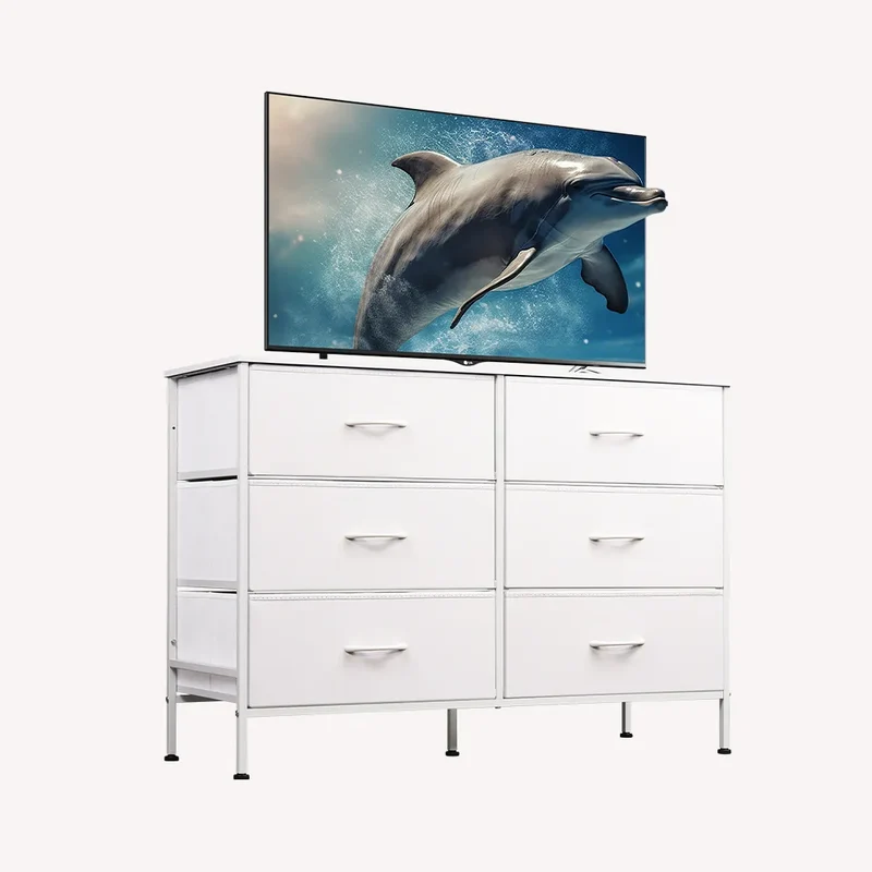 WLIVE Minimalist Wide 6-Drawer Storage Fabric Dresser