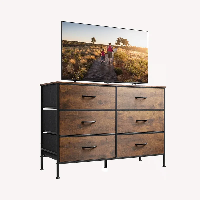 WLIVE Minimalist Wide 6-Drawer Storage Fabric Dresser