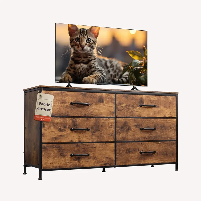 WLIVE Minimalist Wide 6-Drawer Storage Fabric Dresser