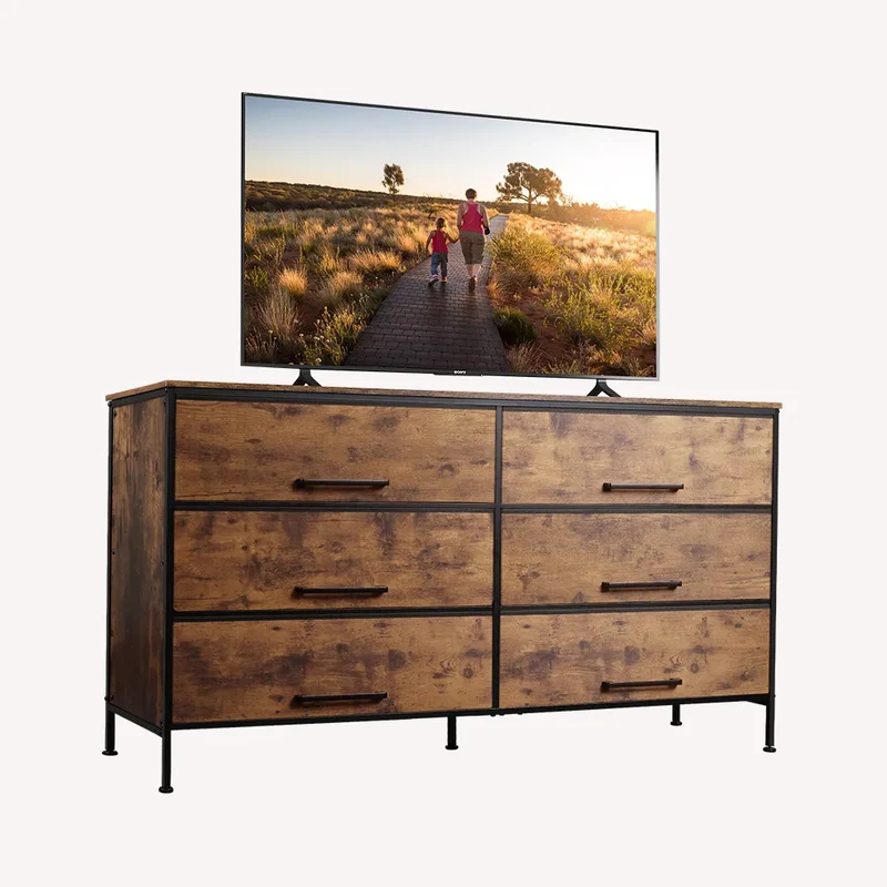 WLIVE Minimalist Wide 6-Drawer Storage Fabric Dresser
