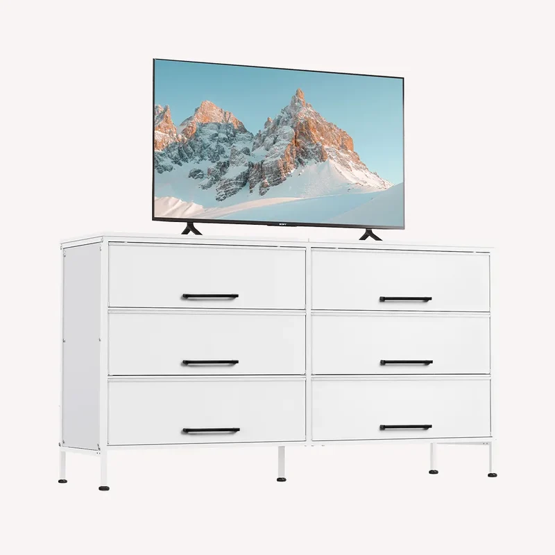 WLIVE Minimalist Wide 6-Drawer Storage Fabric Dresser