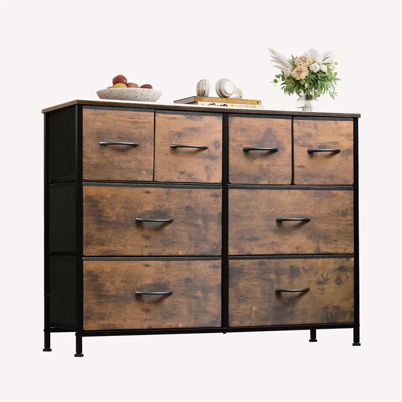 WLIVE Minimalist Wide 8-Drawer Storage Fabric Dresser
