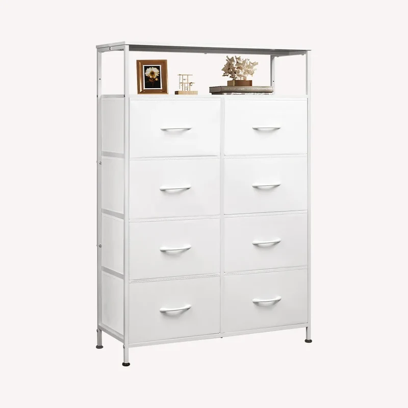 WLIVE Tall 8-Drawer Fabric Storage Dresser with Open Shelves