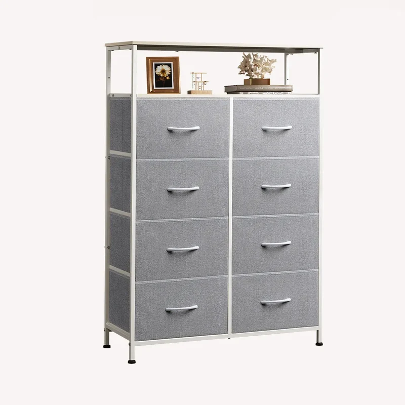 WLIVE Tall 8-Drawer Fabric Storage Dresser with Open Shelves
