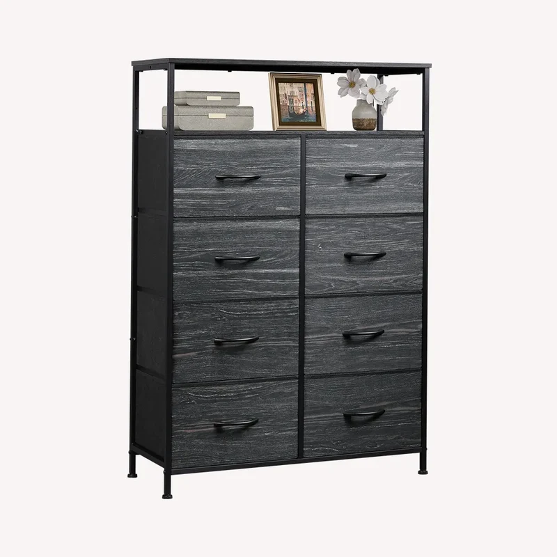 WLIVE Tall 8-Drawer Fabric Storage Dresser with Open Shelves