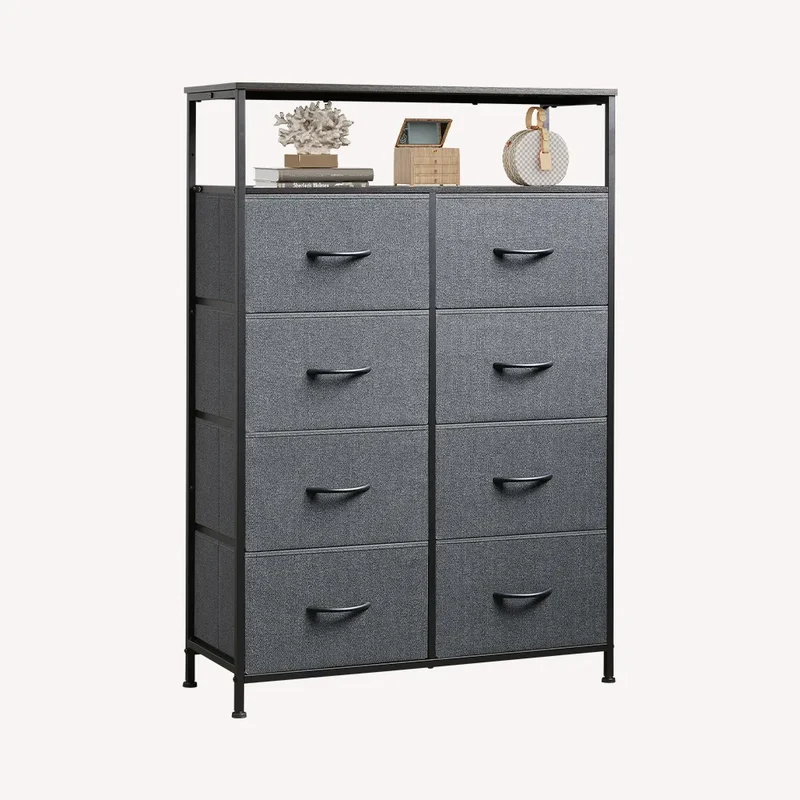 WLIVE Tall 8-Drawer Fabric Storage Dresser with Open Shelves