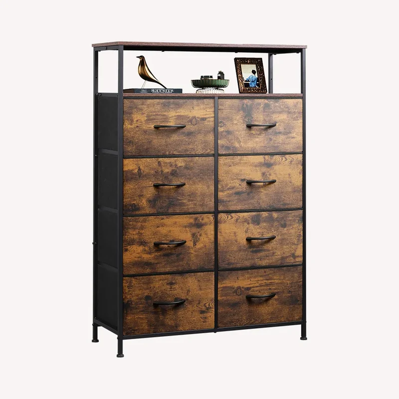 WLIVE Tall 8-Drawer Fabric Storage Dresser with Open Shelves