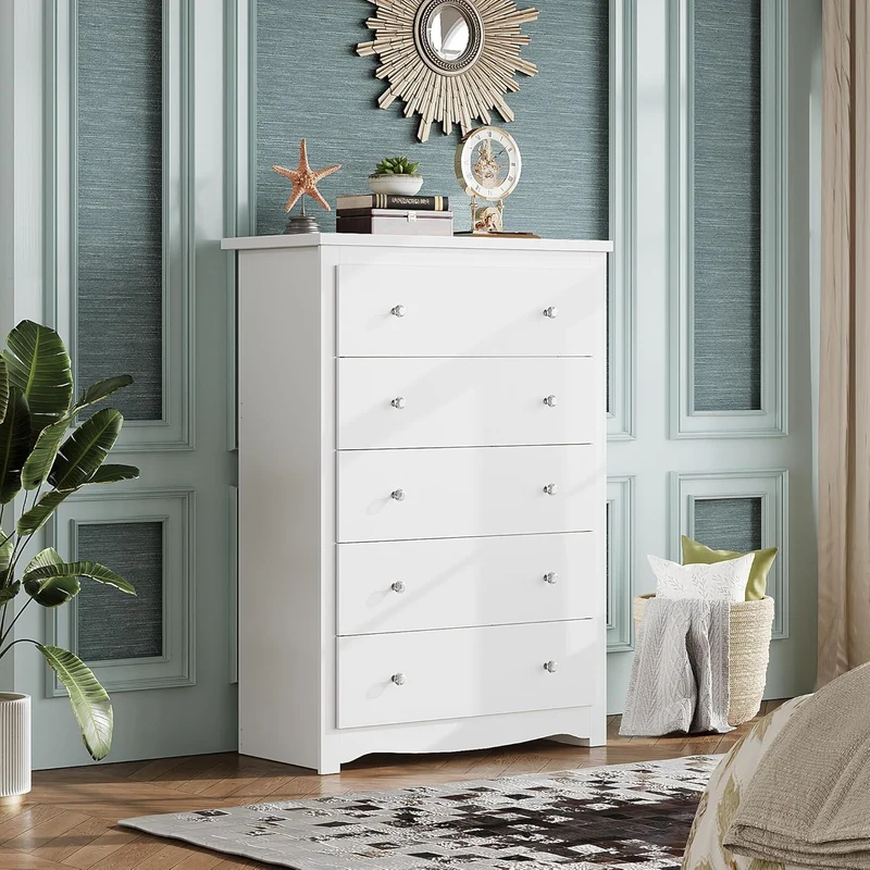WLIVE 5-Drawer Minimalist Modern Wood Storage Chest