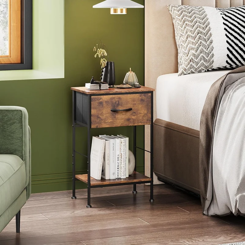 WLIVE Minimalist 1-Drawer Fabric Storage Nightstand