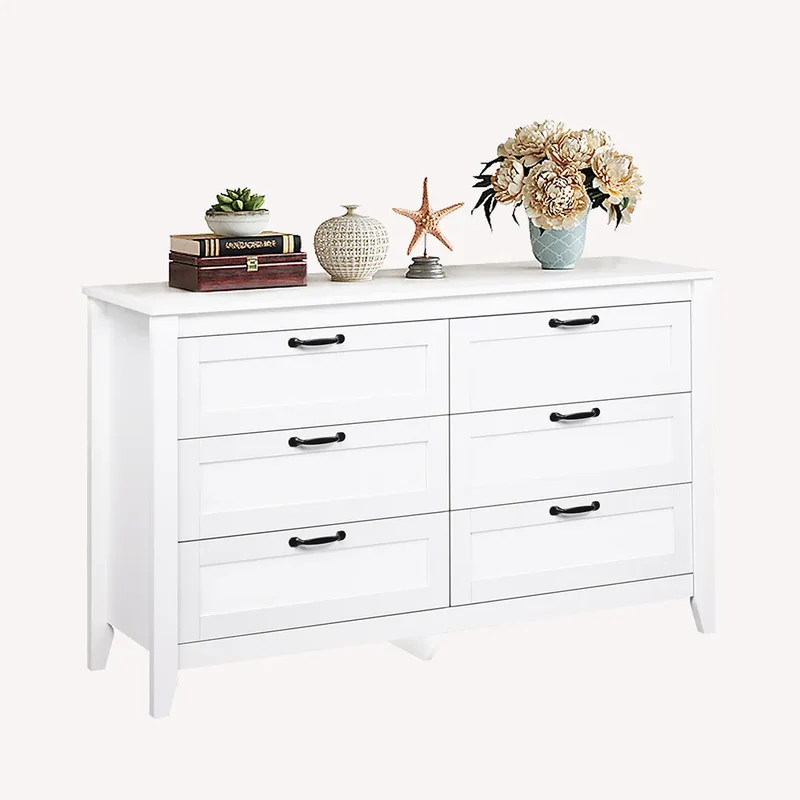 WLIVE Wide 6-Drawer Minimalist Vintage Wood Dresser