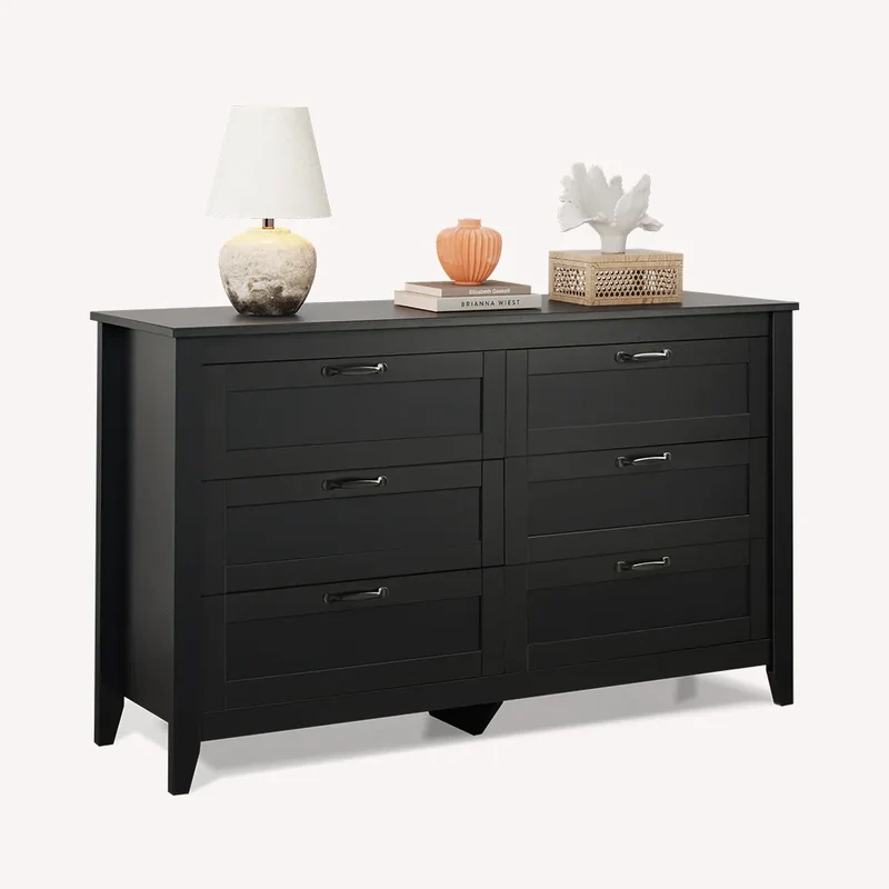 WLIVE Wide 6-Drawer Minimalist Vintage Wood Dresser
