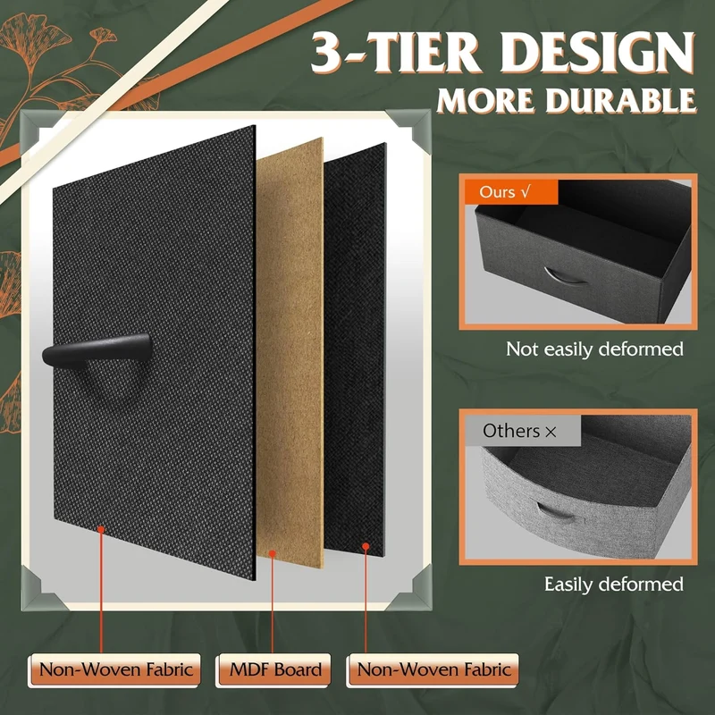 WLIVE 10-Drawer Fabric Dresser with Side Pockets and Hooks