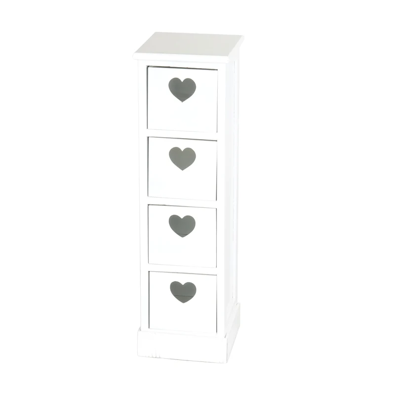SCHRANK "HEART" | Mahagoni Holz, 2 Rattan Körbe | Bad Kommode