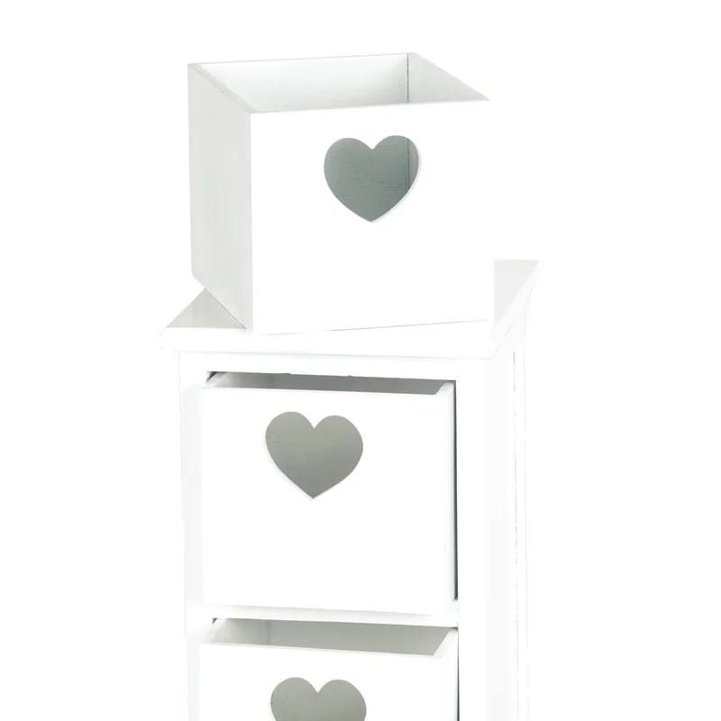SCHRANK "HEART" | Mahagoni Holz, 2 Rattan Körbe | Bad Kommode