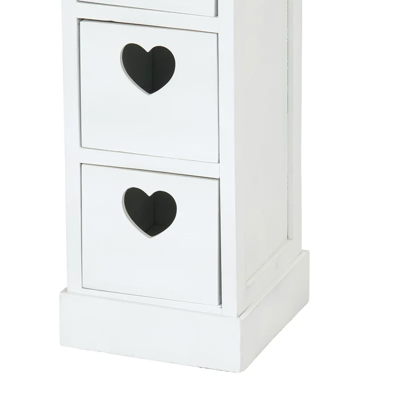 SCHRANK "HEART" | Mahagoni Holz, 2 Rattan Körbe | Bad Kommode