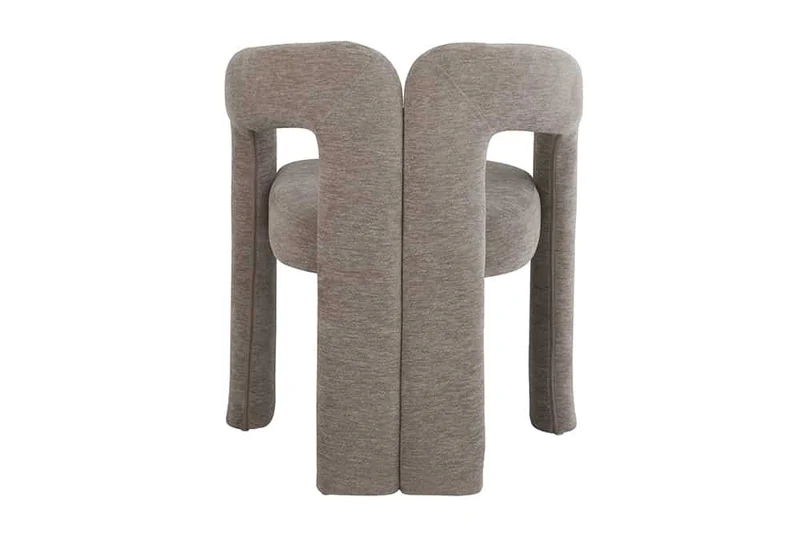 Design Stuhl REDONDO greige Chenille mit Armlehnen