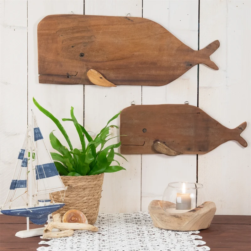 HOLZ Aufhänger "WAL" | 2 Größen | Wal Wandbild, DIY Wanddeko | Größe: 35 cm