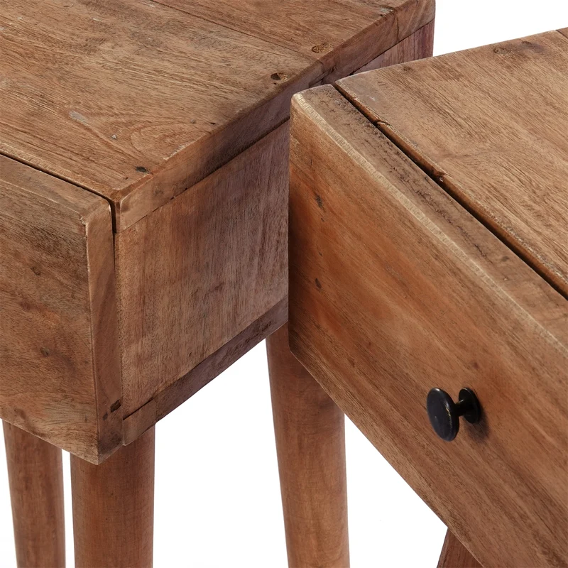 BEISTELLTISCH "BIG SLEEK" | Mahagoni Holz, 65cm | Natur Telefontisch