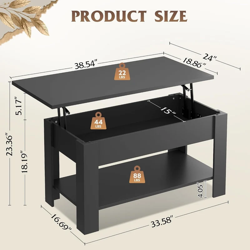 WLIVE Lift Top Coffee Table for Living Room/Dining/Office