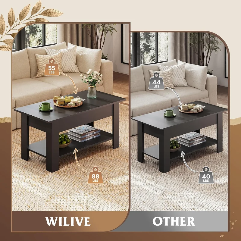 WLIVE Lift Top Coffee Table for Living Room/Dining/Office