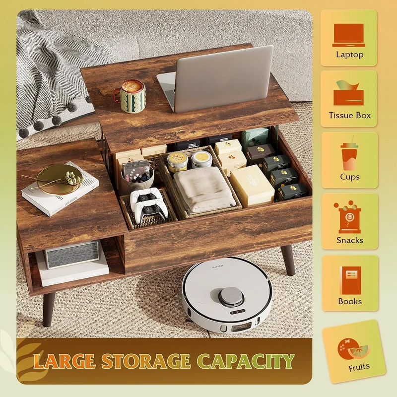 WLIVE Lift Top Coffee Table with Hidden Storage