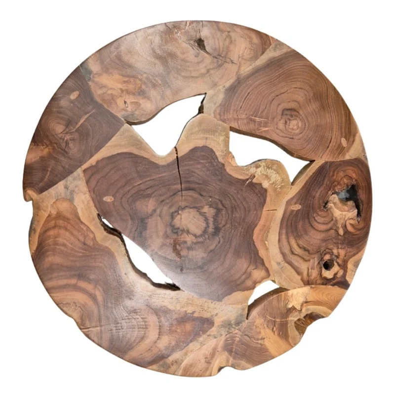 Wand-Deko aus Teakholz BAGIAN rund 60 cm Unikat Wandbild