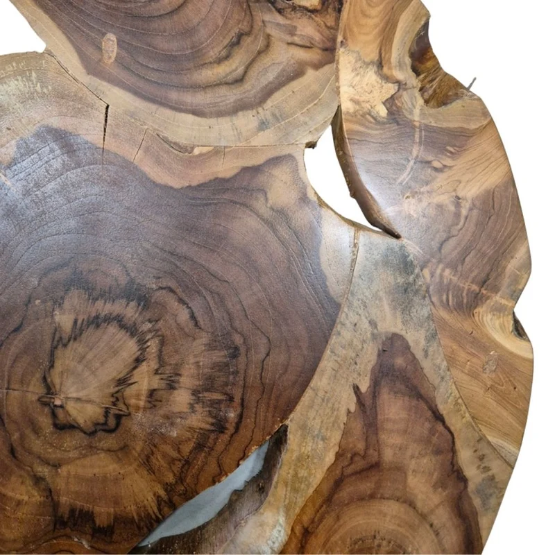 Wand-Deko aus Teakholz BAGIAN rund 60 cm Unikat Wandbild