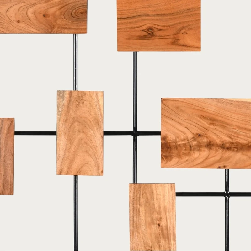 Wand-Deko-Objekt PARETO 90cm Unikat Akazienholz Wandbild