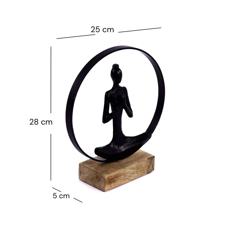 SKULPTUR "NAMASTE" | Mangoholz, Aluminium | Yoga Deko Figur
