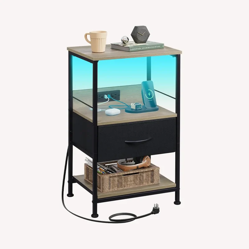 WLIVE 3-Tier LED Storage Nightstand with Charging Station (25.2 in. H)