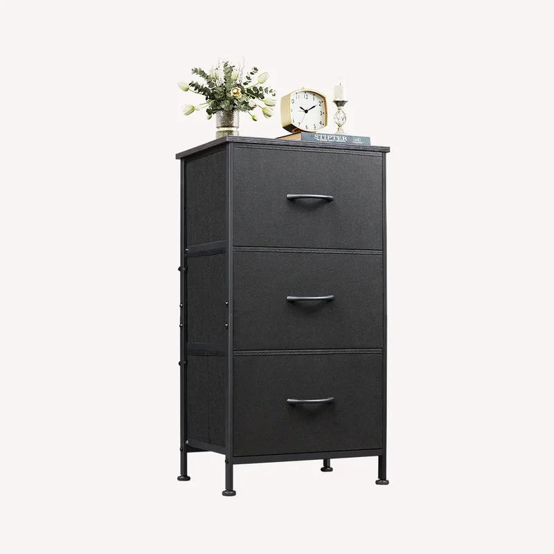 WLIVE Minimalist 3-Drawer Fabric Storage Nightstand