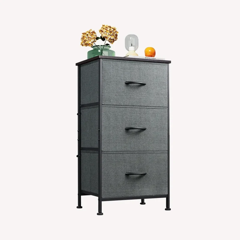 WLIVE Minimalist 3-Drawer Fabric Storage Nightstand