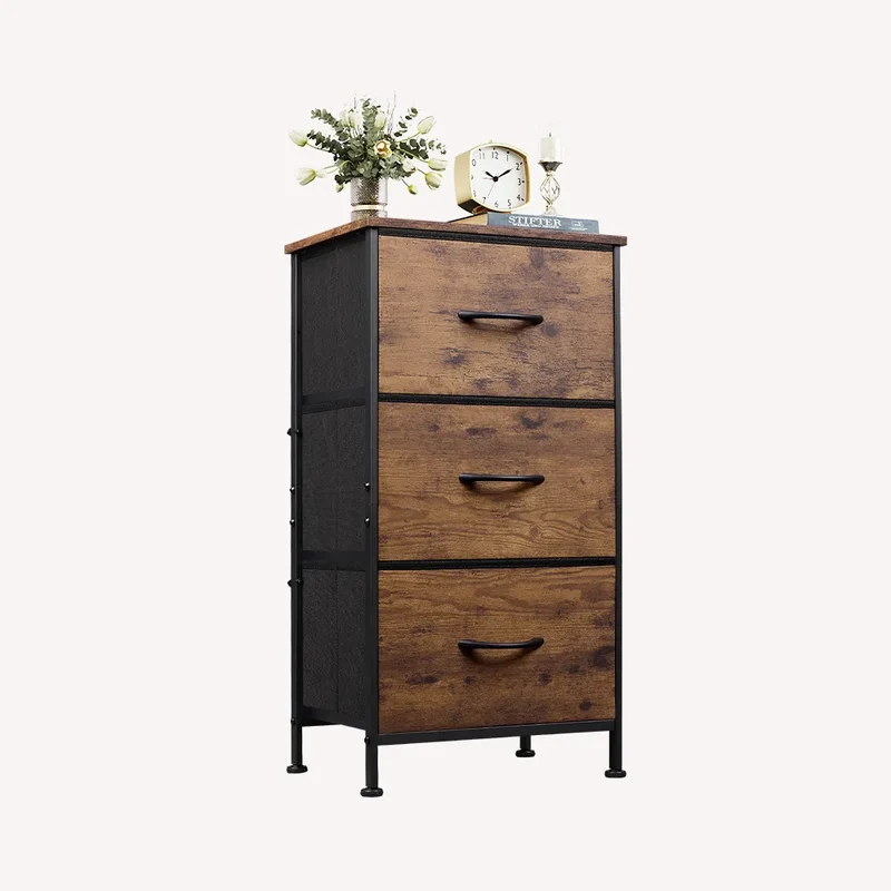 WLIVE Minimalist 3-Drawer Fabric Storage Nightstand