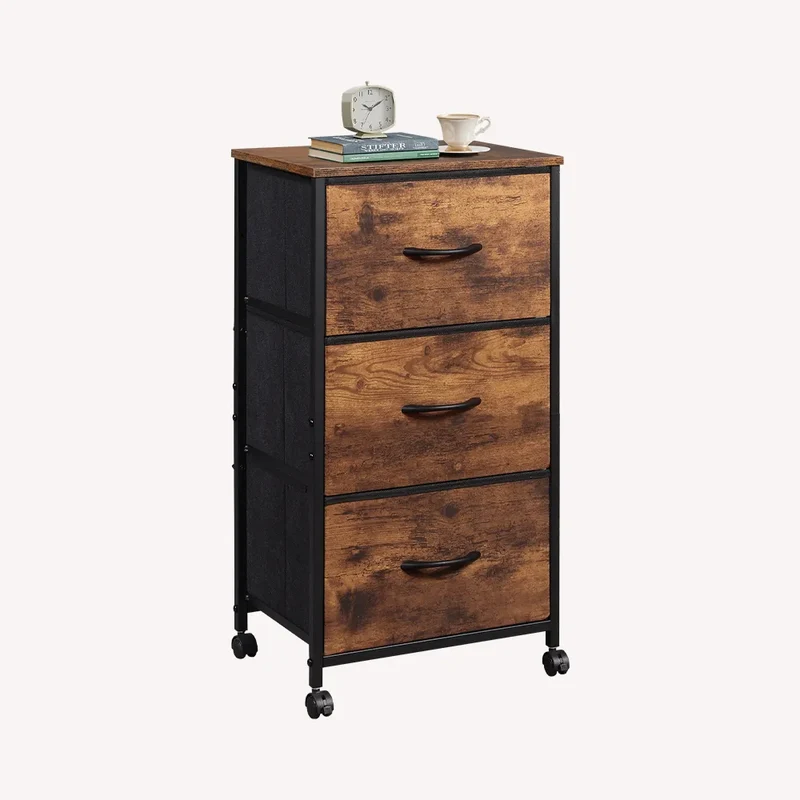WLIVE Minimalist 3-Drawer Fabric Storage Nightstand