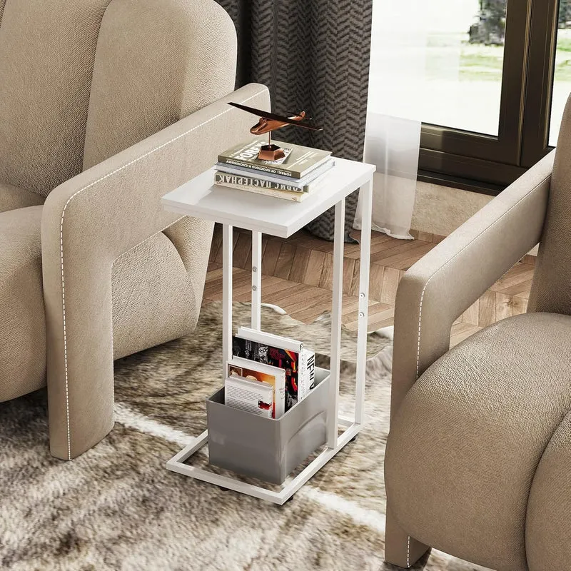 WLIVE Modern C Shaped Side Table with Large Desktop (24.92 in. H)