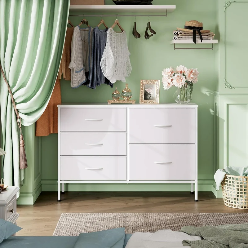 WLIVE Minimalist Fabric 5-Drawer Large Storage Dresser