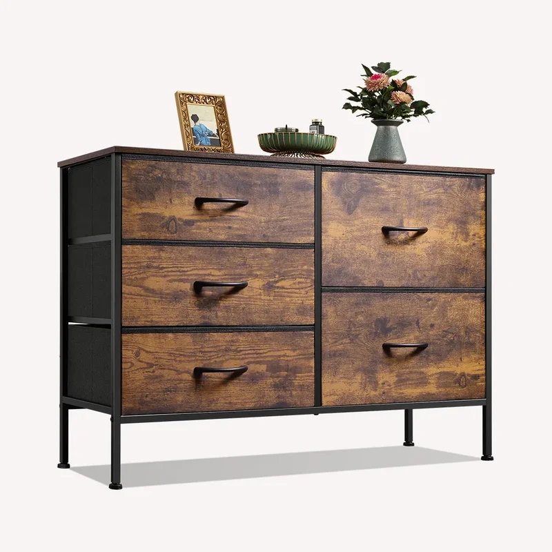 WLIVE Minimalist Fabric 5-Drawer Large Storage Dresser