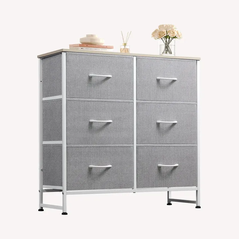 WLIVE Minimalist Fabric 6-Drawer Double Storage Dresser