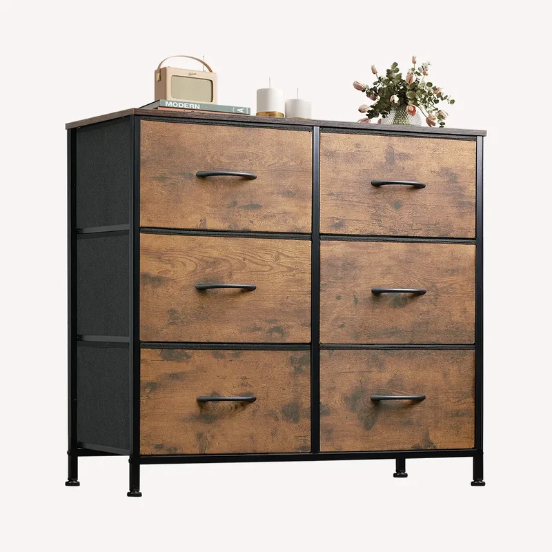 WLIVE Minimalist Fabric 6-Drawer Double Storage Dresser