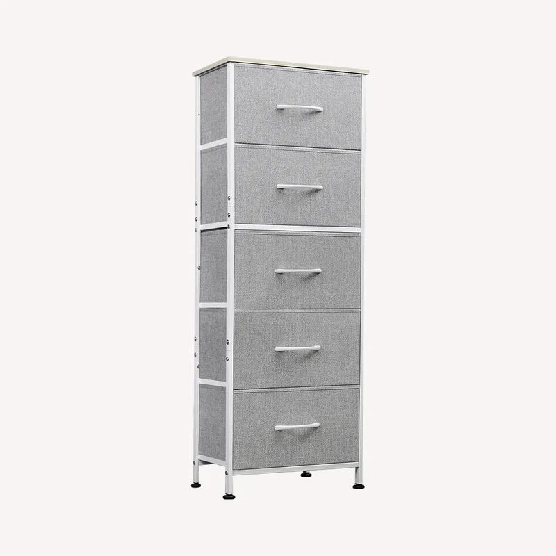 WLIVE Minimalist Tall 5-Drawer Fabric Dresser Chest